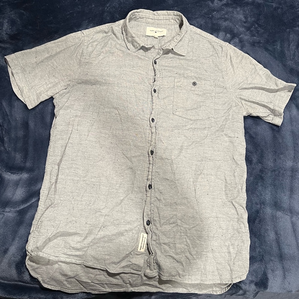 MODERN AMUSEMENT Men’s Button-Up Long-Sleeve Shirt blue size Large